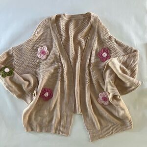 Floral Embellished Beige Sweater